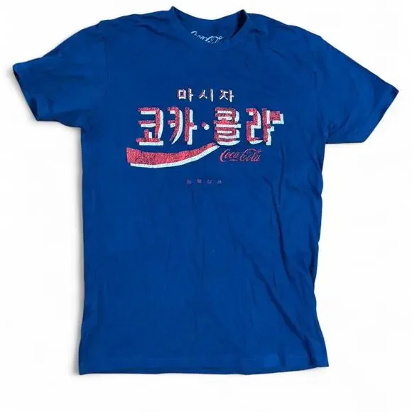 Coca-Cola Men's South Korea Tee, Small, Blue, Like New - Picture 2 of 5